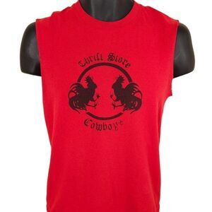 Vintage Thrift Store Cowboys T Shirt Mens Size XS Red Y2K Alternative Country
